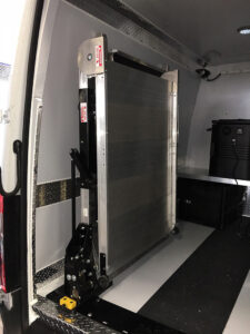 LSR90 Swivel Ramp swiveled 90 degrees inside cargo van