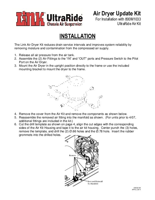 Retro Fit Air Dryer document image - page 1