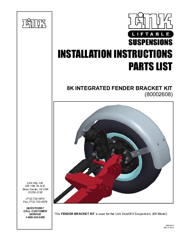8K Integrated Fender Kit document image - page 1