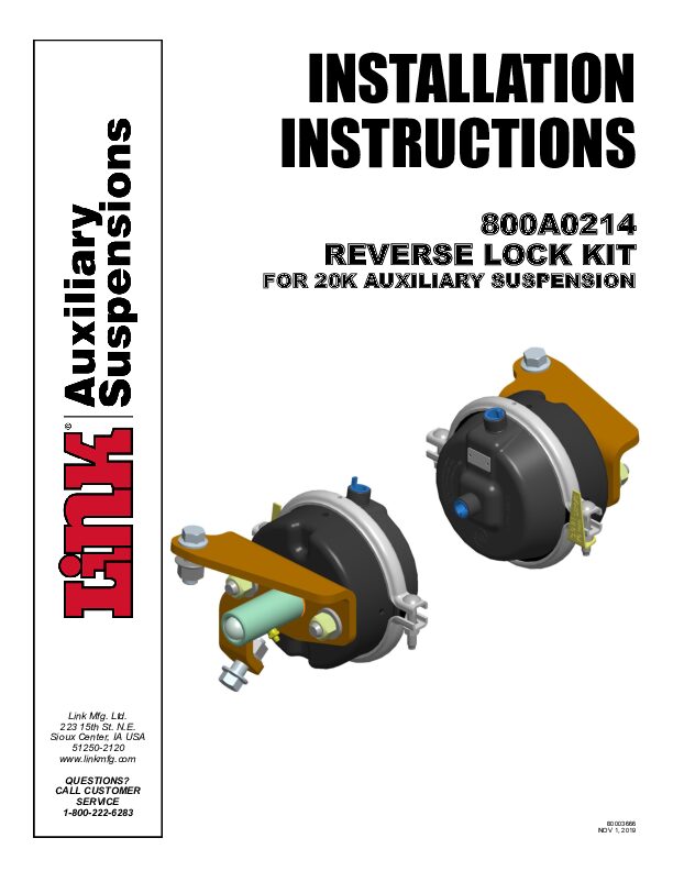 Reverse Lock Kit document image - page 1