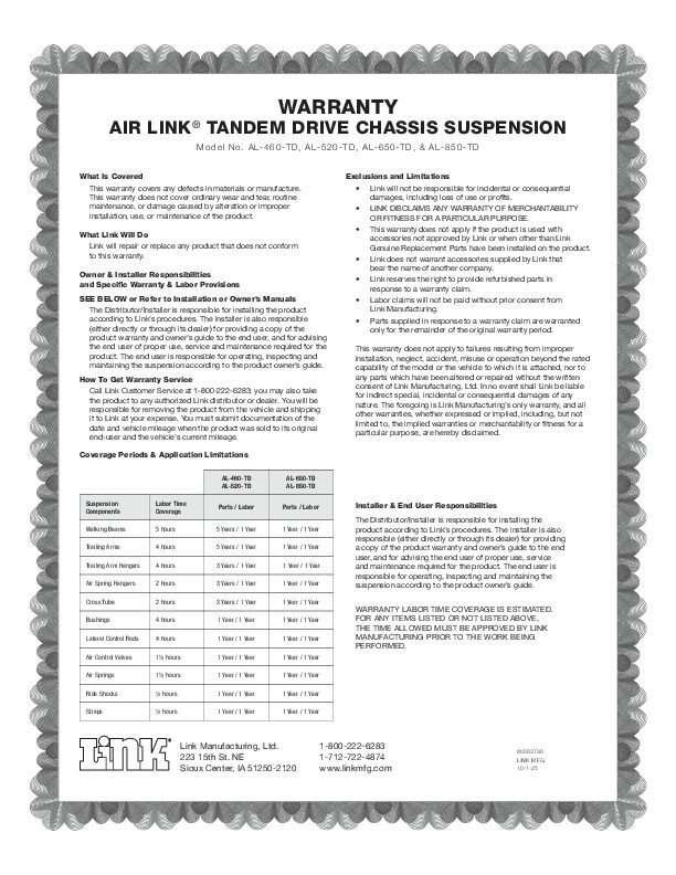 Truck OEM Chassis - Warranty