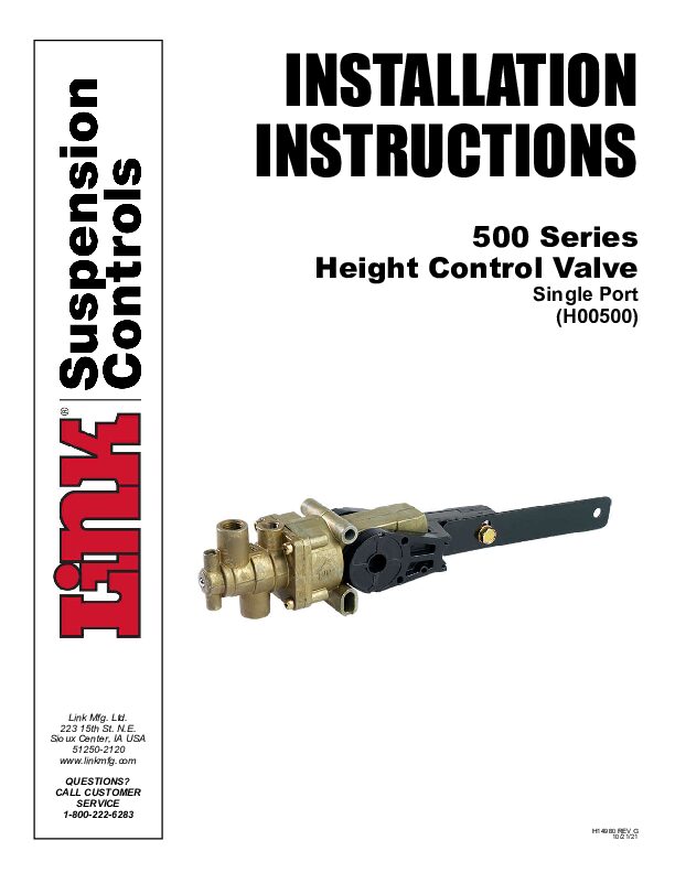 H00500 Single Port document image - page 1